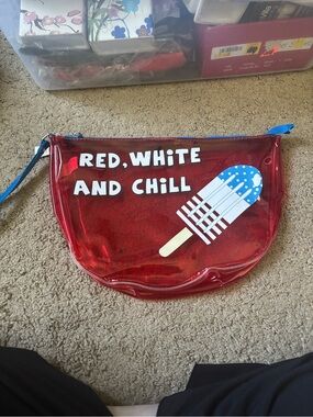 Red Clear Pouch with "Red, White and Chill" Graphic